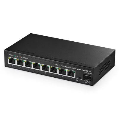 Binardat 8ポート2.5Gスイッチ、10G SFP+ポート、8 x 2.5ギガビットRJ-45ベースTポート、アンマネージド・マルチギガビット・デスクトップ・イーサネット・スイッチ