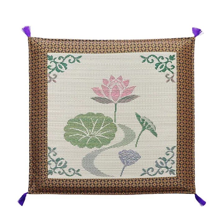 【クーポン配布中】純国産 袋織 い草御前(仏前)座布団 『蓮の花』 約70×70cm