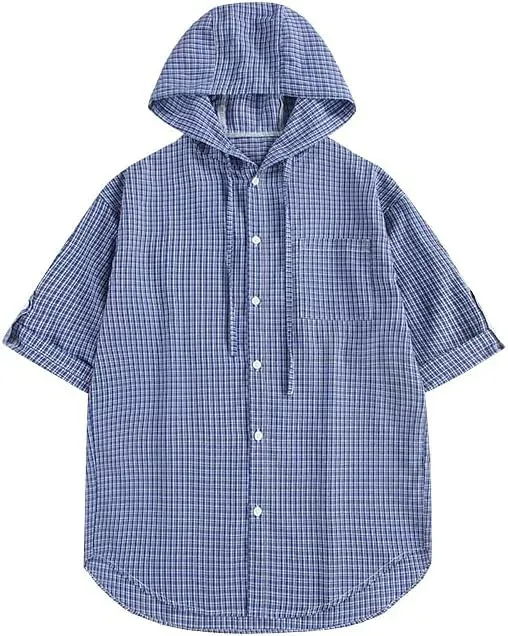 デイパレ 夏服 シャツジャケット メンズ 半袖 チェック柄 冷感 通気性 トップス 胸ポケット ワイシャツ カジュアル シンプル オシャレ 薄手 柔らかい 快適 大きいサイズ 韓国風 通気 普段着