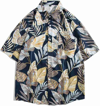 デイパレ 花柄シャツ メンズ アロハシャツ 夏 ハワイアン 半袖シャツ ゆったり 折り襟 トップス 総柄プリント カジュアル 通気速乾 ビーチシャツ 薄手 涼しい リゾート 海 オシャレ ストリート 原宿系