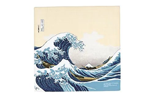 むす美 風呂敷 ふろしき 約48cm 隅田川 浪裏に富士 ベージュ 日本製 20720-102