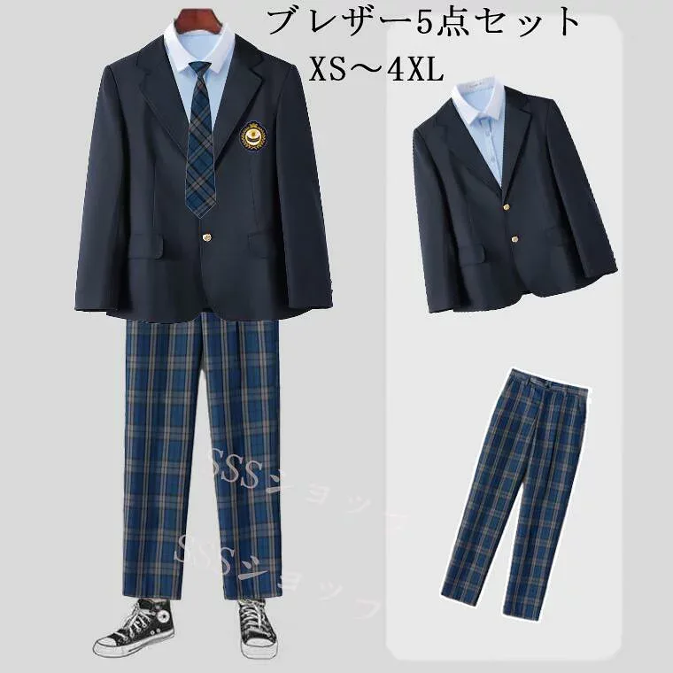 ブレザー制服男の子 制服 卒業式 スーツ 5点セット dk 入学式 ス