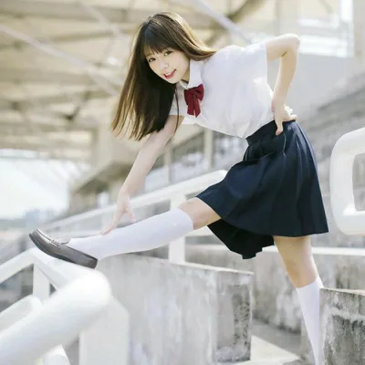 大きいサイズ/5XLまで 春夏秋女子高生 JK制服 半袖/長袖 コスプレ セーラー服 女子高生制服 プリーツスカート リボン 3点セット レディース JK シャツ スクール ギャル ネイビー ミニスカート無地 団体服 コスプレ衣装 学園風 JK制服