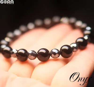 Amulet prayer power stone bracelet men's women's 5A black onyx 5A hematite amulet amulet prayer natural stone onyx