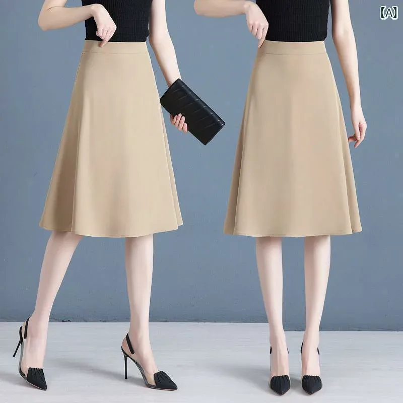 パンツドレス レディース フレンチ レディース スカート 2025夏の 薄手 aライン スーツ ハイウエスト ミディアム 丈 ヒップ