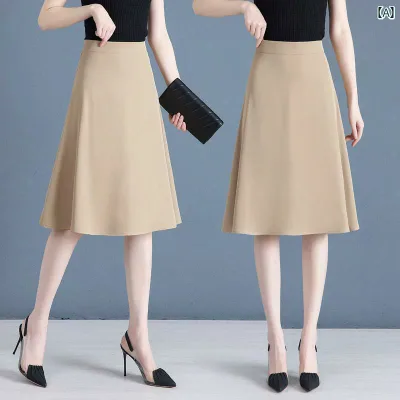 パンツドレス レディース フレンチ レディース スカート 2025夏の 薄手 aライン スーツ ハイウエスト ミディアム 丈 ヒップ