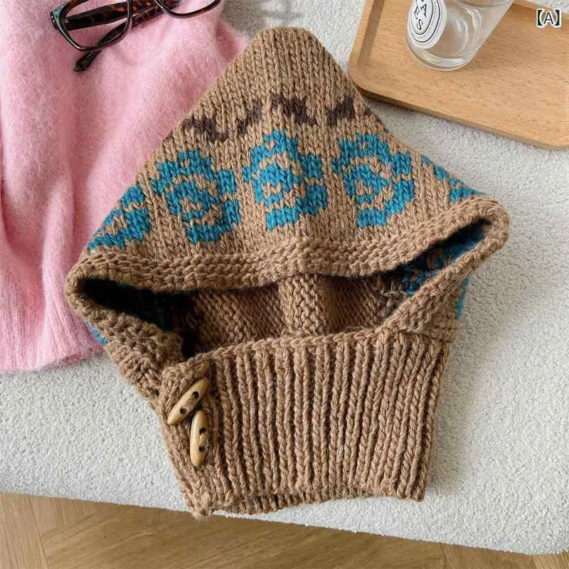 バラクラバ おしゃれ 帽子 女子 刺繍入り フラワー バラクラバ レディース 冬 韓国 ウール 帽子 スカーフ 一 体型 暖かい プルオーバー
