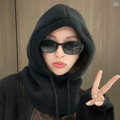 バラクラバ おしゃれ 帽子 女子 バラクラバ レディース 秋冬 ニット 帽 大きい 頭囲 防寒 ウール 帽子 耳 保護 キャップ