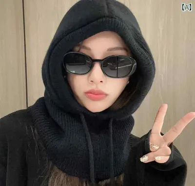 カジュアル おしゃれ 帽子 女子 バラクラバ 帽子 レディース 冬 暖かい ウール スカーフ 付き カップル スタイル 耳 保護 ニット 帽
