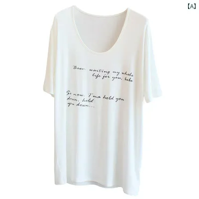 Tシャツ レディース 夏 ゆったり 短袖 大襟口 薄手 モダール素材 アルファベットプリント カジュアル 中長丈 フィット トップス 吸湿速乾 軽量 普段使い 部屋着 ブラック ピンク系 アイボリー