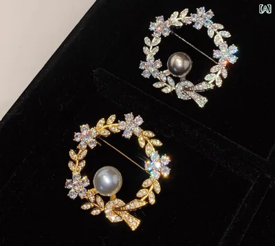 ブローチ レディース 麦穂 花輪 パール 装飾 高級感 個性的 セーター ピン ファッション アクセサリー 華やか ユニーク 装い