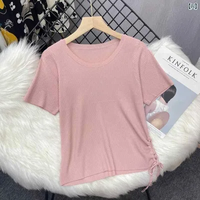 パンツドレス レディース ハイウエスト パール 光沢 ガーゼ スカート レディース 2025 ドローストリング ニット Tシャツ 夏 ツーピース スーツ aライン アンブレラ