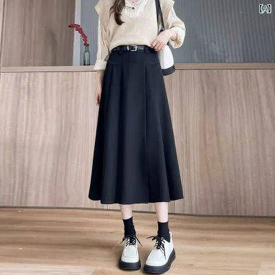 Pants Dress Women's Gray Suit Skirt Women's Spring/Summer 2025 Korean High Waist Drape Slim A-line Medium Length Pleated Skirt
