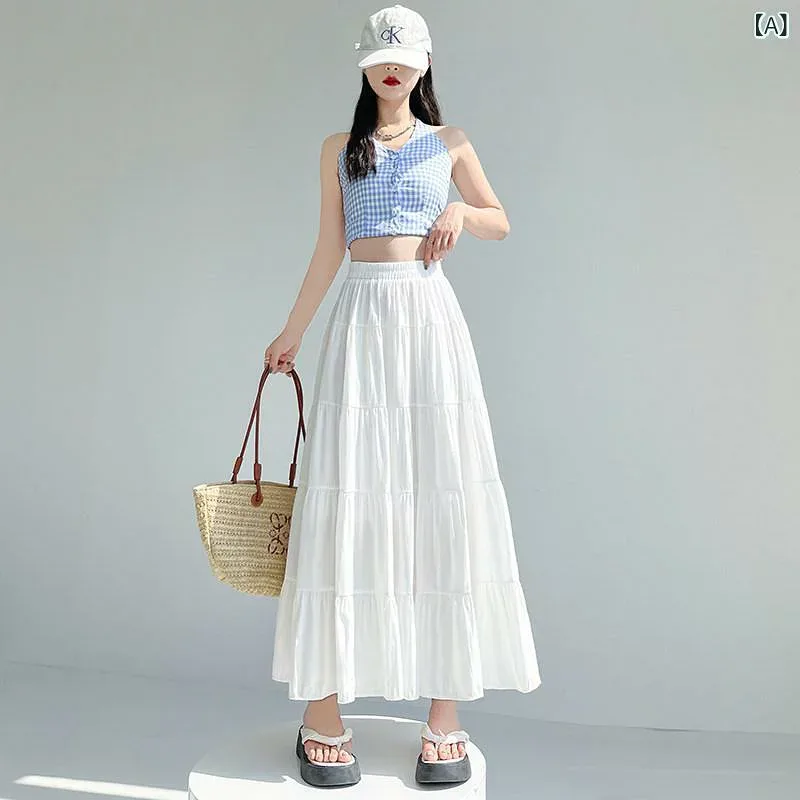 パンツドレス レディース La Chapelle ドーパミン ブルー スカート レディース 夏 細身 ハイウエスト スリミング ヒップ カバー aライン ビッグ スイング ふわふわ アンブレラ