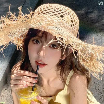 日よけ おしゃれ 帽子 女子 麦わら 帽子 レディース 夏用 ラフィア 編み ビーチハット 海辺 旅行 つば 広 日焼け防止 サンハット