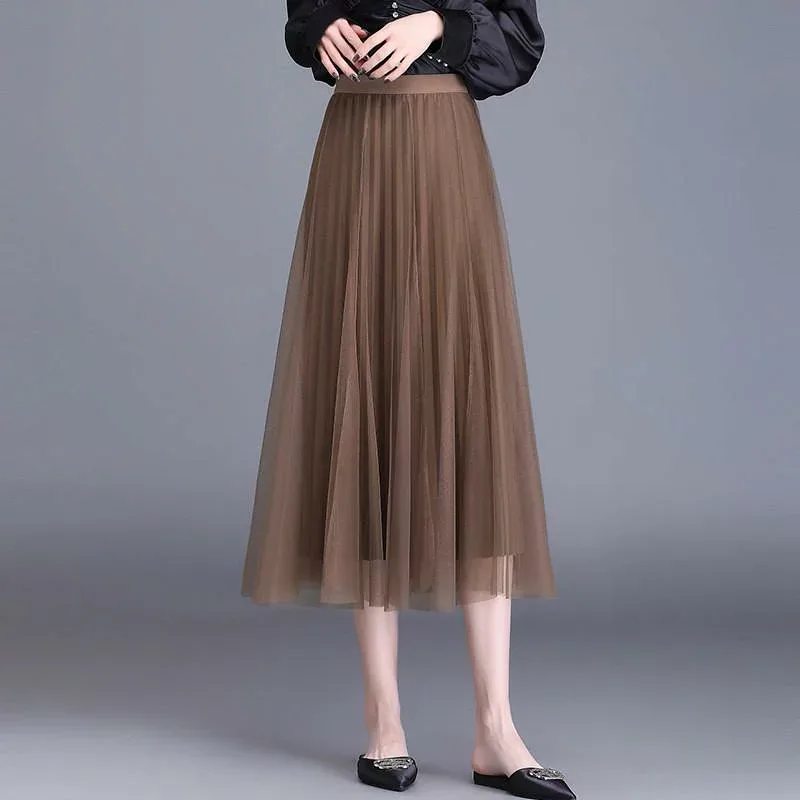 スカート レディース ロング丈 フレアスカート ハイウエスト 桑蚕絲 シルク Aライン 体型カバー 着痩せ 細見え 落ち感 プリーツスカート 上品 きれいめ お出かけ デート オフィス 通勤用 普段使い 春夏 高級感 絹 再生繊維 サテン 光沢感 揺れ感