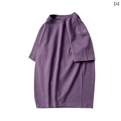 短袖 Tシャツ 綿100% 紫 無地 厚手 夏用 トップス 吸湿速乾 軽量 普段使い