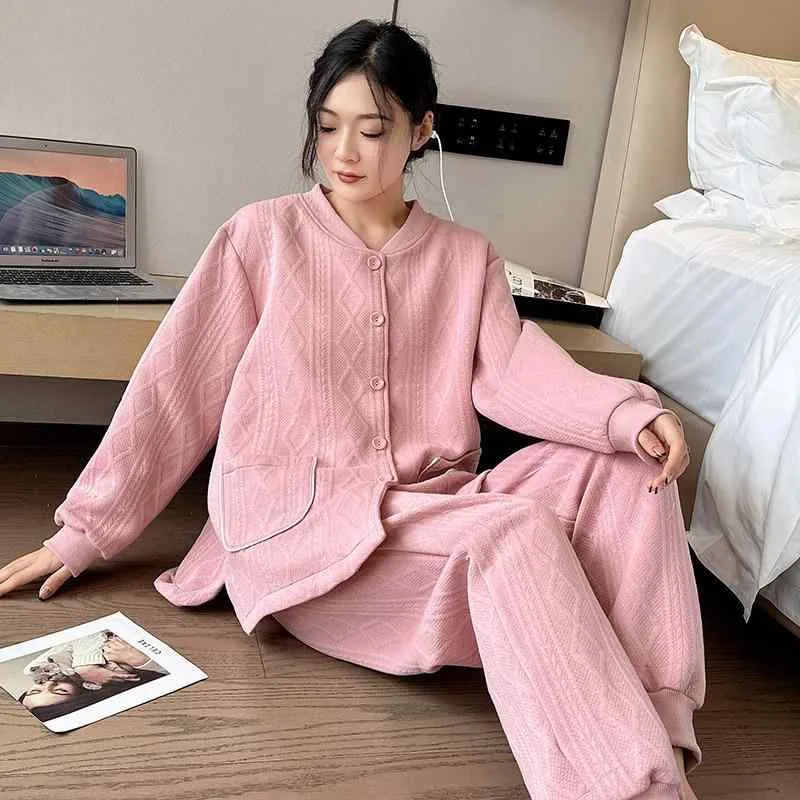 秋冬 レディース 大きいサイズ 厚手 フリース ルームウェア 保暖 パジャマ 無地 長袖 長パンツ セット 保温性 ソフト素材 部屋着 就寝用
