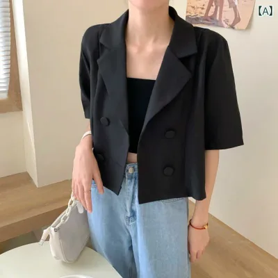 ジャケット レディース 半袖 春夏 アウター 羽織り 上着 トップス ショート丈 テーラードジャケット 大きいサイズ ゆったり 体型カバー 着痩せ 細見え 襟付き 軽やか 無地 カジュアル きれいめ 通勤 オフィス 通学 普段使い お出かけ 涼しい 通気