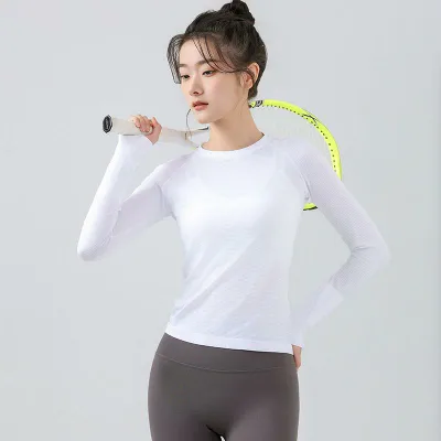 ヨガウェア レディース トップス 長袖 Tシャツ カットソー スポーツウェア フィットネス ウェア トレーニング ジムウェア ランニング アウトドア 伸縮性 速乾性 接触冷感 丸首 クルーネック スリム タイト 体型カバー 着痩せ 細見え ゆったり 大き