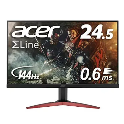 【中古】Acer ゲーミングモニター SigmaLine 24.5インチ KG251QHbmidpx 0.6ms(GTG) 144Hz TN FPS向き フルHD FreeSync フレームレス HDMI スピーカー内蔵 ブルーライト軽減