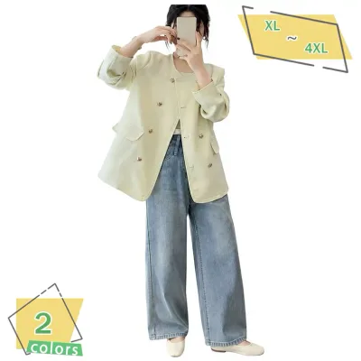 1000円OFFクーポン アウター レディース 体型カバー ノーカラージャケット ゆったり 長袖 ジャケット 上品 きれいめ オフィス カジュアル 春 秋 冬 お出かけ デート 通勤 通学 丸首 シンプル 无地 スタイルアップ 細見え RaogtCYU