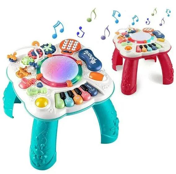 音楽おもちゃ ビーズコースター ルーピング 子供 ミュージカルテーブルおもちゃ 多機能 ピアノ 楽器玩具 アクティビティテーブルのおもちゃ知育玩具 音楽 おもちゃ テーブル を学び おしゃべり電話 幼児 子ども 誕生日 プレゼント