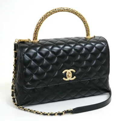 CHANEL シャネル ココハンドル29 チェーンショルダーバッグ ブラック×ゴールド金具 カーフスキン・レザー A92991【中古】