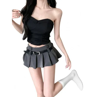 【ベルト付】 プリーツ ミニスカート レディース マイクロミニ スカパン 超ミニ インナーパンツ付き スカート パンツ 一体型 ローウエスト 腰履き Aライン ギャル Y2K 韓国 ファッション カジュアル セクシー 脚長 美脚 細見え 痩せ見え ダンス 衣装 制服風 コスプレ