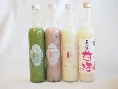国産米使用ノンアルコール豪華甘酒4本セット 奥飛騨甘酒(岐阜県) 山崎 一糀(吟醸 抹茶 古代米)(愛知県) 計500ml×4本