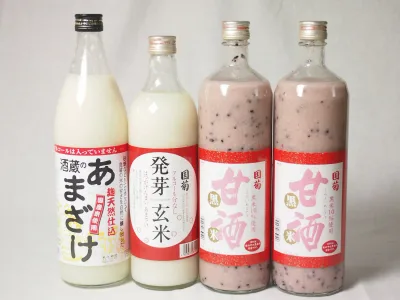 セレクト甘酒4本セット(ぶんご酒蔵のあまざけ1本(大分県)国菊甘酒黒米2本 発芽玄米1本(福岡県)900ml×3本985g×1本)計4本