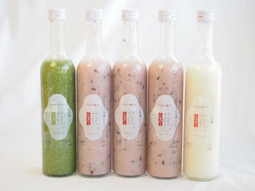 セレクト甘酒5本セット(一糀吟醸500ml×1本・古代あまざけ(愛知県)500ml×3本・抹茶500ml×1)