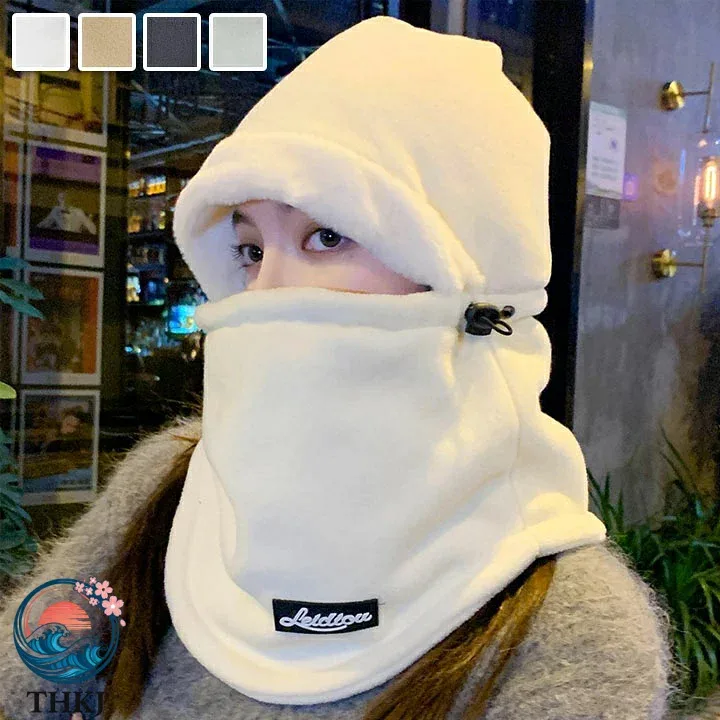 【全品5%ポイント】男女兼用もこもこバラクラバ目出し帽 耳付き防風防寒 頭囲 54〜58cm 通勤通学秋冬対策