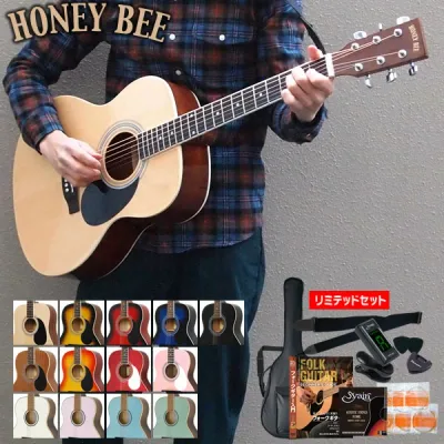 アコースティックギター HONEY BEE W-15/F-15 アコギ リミテッドセット 【 初心者 入門セット W15 F15 プレゼントにおすすめ 】【大型荷物】【5と0のつく日は当店ポイント5倍!】