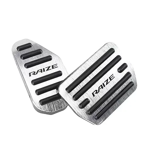 LEXLEYS「最新型」ライズ RAIZE A200系 A210系(2019年11月~) アルミ ペダル アクセル ブレーキ カバー 工具不要 滑り止め付 被せる ゴム カスタムドレスアップ パーツ(シルバー)