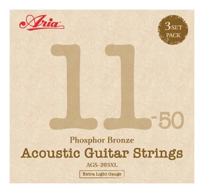 【弦 ×3セット】アリア Aria AGS-203XL ×1パック(計3セット) アコギ弦3セットパック ×1【メール便発送・全国送料無料・代金引換不可】