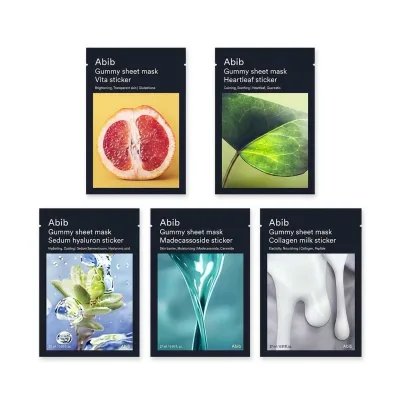 Abib Gummy Sheet Mask 27ml 5EA Heartleaf Madecassoside Hyaluron Collagen Milk Vita
