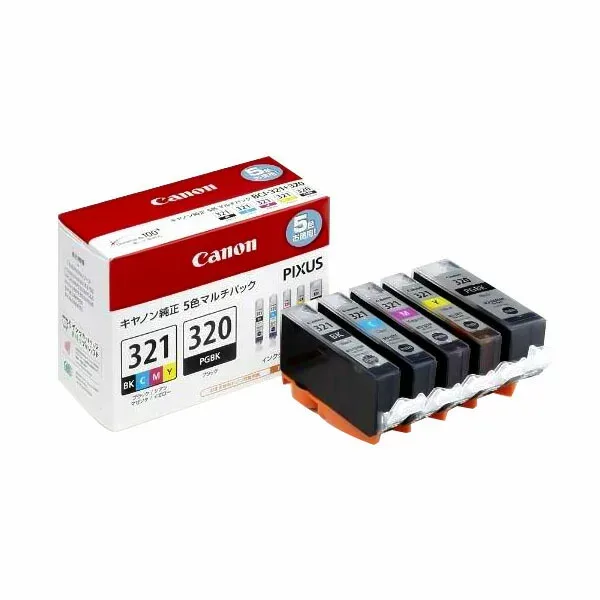 キャノン 純正インク BCI-321+320/5MP (5色マルチパック) ピクサスPIXUS対応 BCI-321BK・BCI-321C・BCI-321M・BCI-321Y・BCI-320PGBK インクタンク キヤノン【Canon】