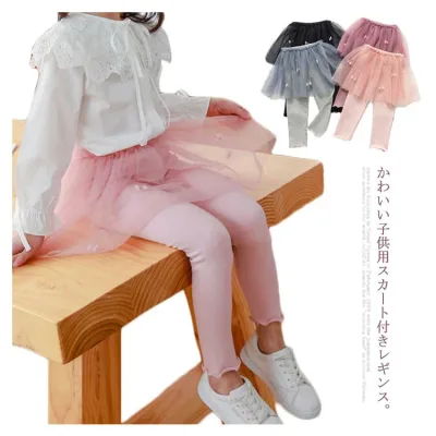 スカート付きレギンス 子供服 ボトムス レギンス スカート ズボン 女の子 スカッツ フォーマル 無地 リボン 可愛い おしゃれ 春 秋 韓国 キッズ スパッツ レギンス付き