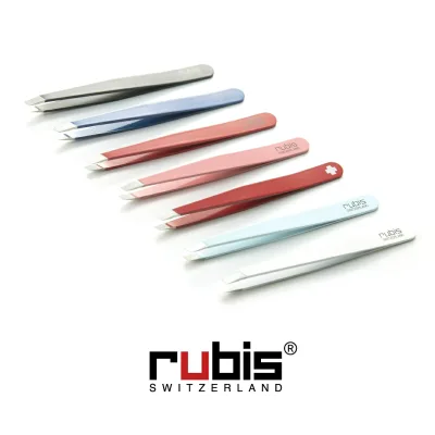 RUBIS ツイーザー クラシック(7色)| ルビス classic 美容師 毛抜き スイス製 プロ ステンレス 黒 ブラック 白 赤 ブルー ピンク 斜め先端 眉毛 最高 精密 ピンセット おすすめ 高級 職人技 便利 使いやすい 眉毛抜き ツィザー メイク 美容 ツール 女 プレゼント ギフト