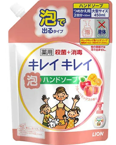 【T】【大容量♪】 キレイキレイ 泡ハンドソープ フルーツミックスの香り 詰替え用 大型サイズ(450mL)