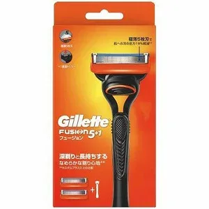 【T】 ジレット フュージョン マニュアルホルダーカミソリ 替刃2個付 (1セット) 男性用カミソリ