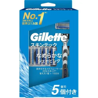 【y】 P&G ジレット マッハシン スキンテック 髭剃り 本体+替刃5個付 (1セット) 男性用カミソリ