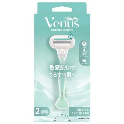 【y】 P&G ジレット ヴィーナス エンブレイス センシティブ 敏感肌むけ 女性用 カミソリ (1セット) カミソリホルダー