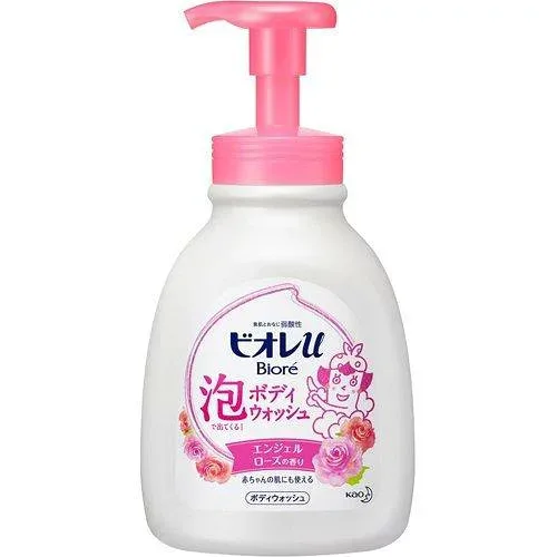 花王 ビオレu 泡で出てくるボディウォッシュ ローズ 本体 (600ml) ポンプ ボディソープ