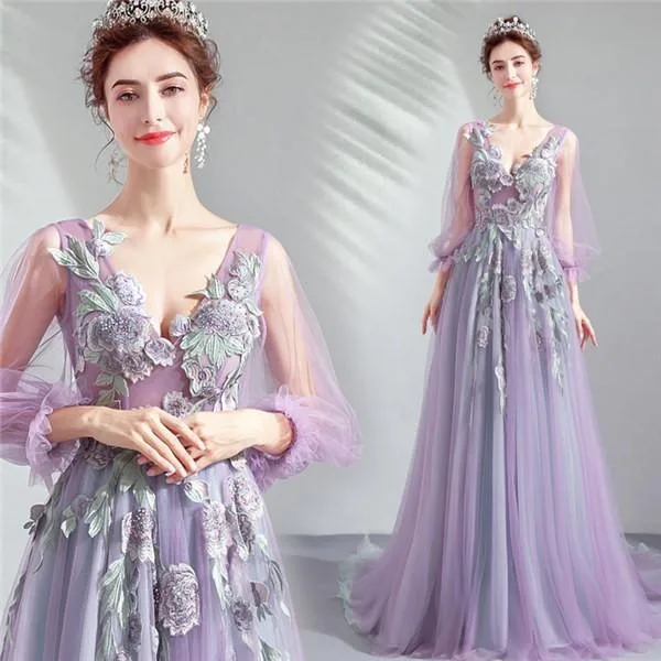 花嫁 結婚式 ウエディングドレス パーティードレス 二次会 Vネック ロングドレス ミモレ丈 イブニングドレス
