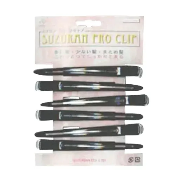 スズラン プロクリップ 6本入 ブラック【取り寄せ商品A】【美容師用 プロ用 理容師用 サロン専売 強力保持 滑りにくい しっかり留まる 耐久性 軽量 使いやすい セクション分け メンズ対応 レディース対応】