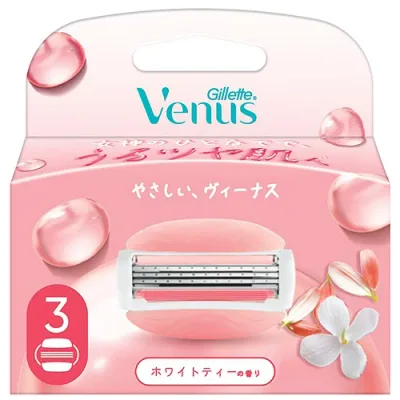 【ケース販売】【1ケース6個入】P&G ヴィーナスうるツヤ肌 ホワイトティーの香り 替刃3B(シェービング)