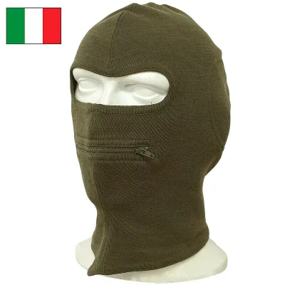 メール便可 イタリア軍 バラクラバ ウール デッドストック HC049NN 目出し帽 防寒 保温 帽子 キャップ CAP オリーブ 寒さ対策 実物ミリタリー 軍物 軍モノ