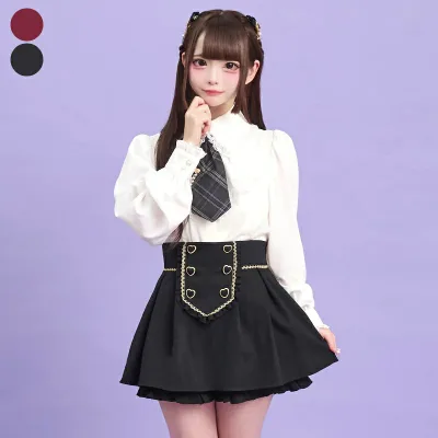 ★ダブルハートボタンゴールドピコレーススカパン9/25 12:00 販売スタートsecrethoney シークレットハニー シーハニ 量産型 レディース ガーリー スカート ワイン ブラック 黒